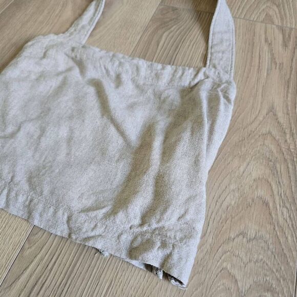 Abercrombie & Fitch Crop Women's XS Khaki Tan Side Zip Linen Blend Strap Halter - Picture 2 of 7